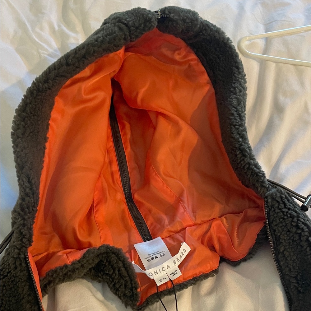 Veronica Beard Army Green Sherpa Dickey